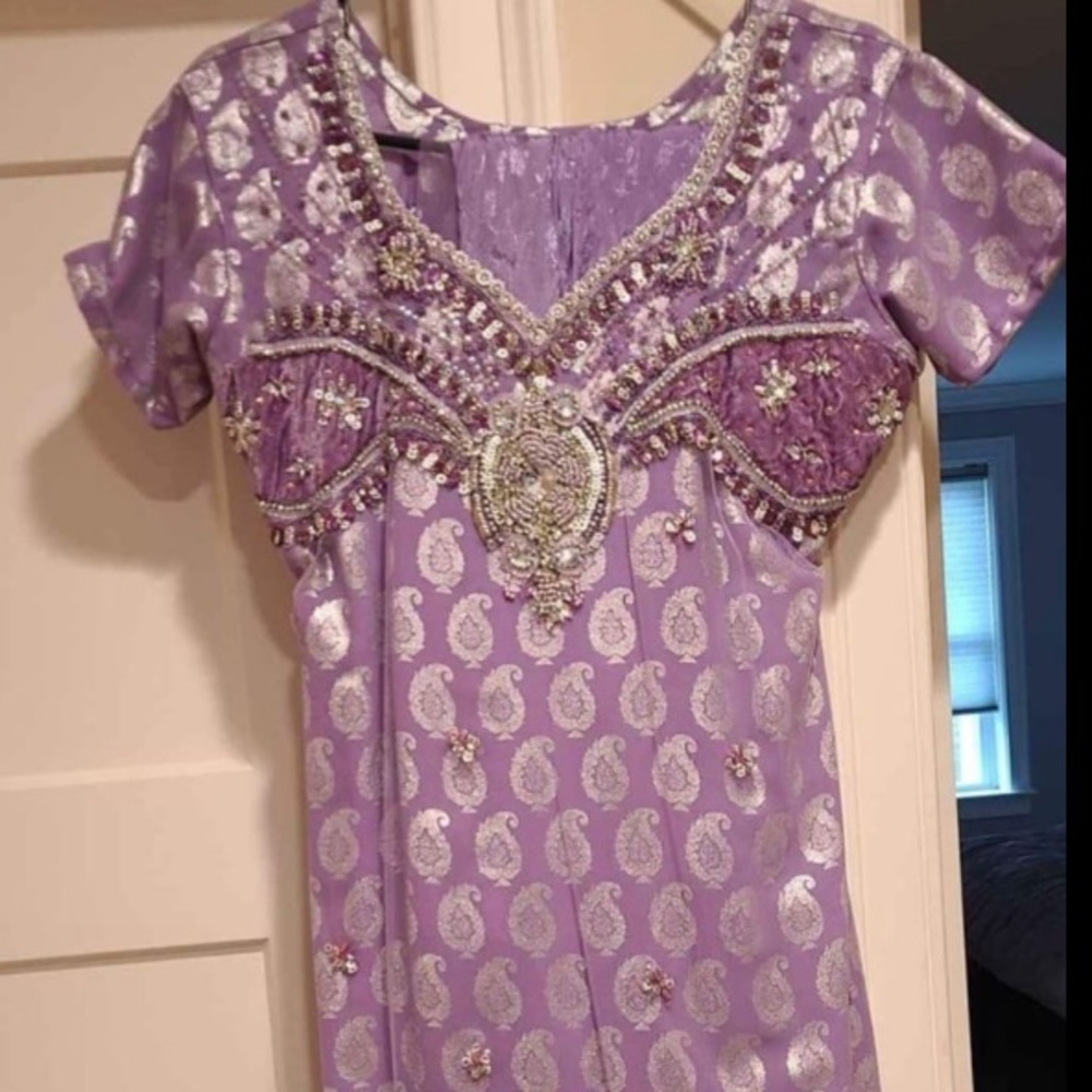 Indian Patiala Salwar Suit with stone work. 3 piece suit.